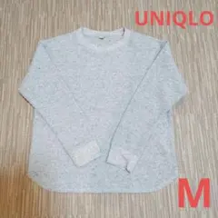 UNIQLO ワッフルクルーネックt　長袖　グレー　М　ユニクロ