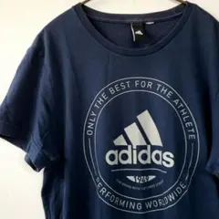 アディダス adidas 半袖Tシャツ ビッグロゴ トレフォイル ネイビー ジム