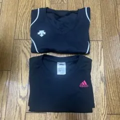 adidas、DESCENTE 半袖Ｔシャツ Lサイズ レディース 2点セット