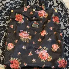 LALCEALSTER レイクアルスター　花柄エコバッグ 黒 中型のサムネイル