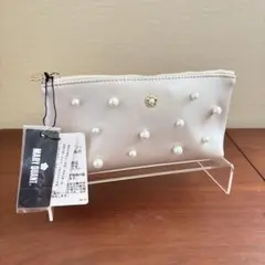 【タグ付き未使用】MARY QUANT パールデザインポーチ デイジー ベージュ