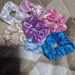 サテンヘアゴム 7個セット カラフル