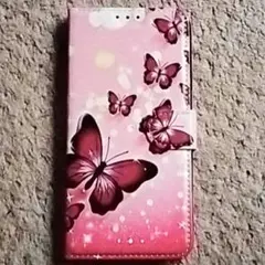 【新品】OPPO RenoA用『手帳型スマホケース』ピンク 蝶々 ストラップ付き