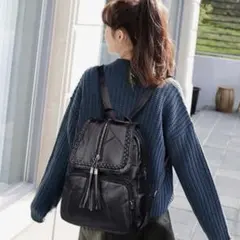 レディース リュック 大容量 編み込み タッセル おしゃれ 通勤 通学 新品のサムネイル