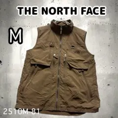 ☆人気　ノースフェイス　アウトドア　ナイロンベスト　刺繍ロゴ　ブラウン　M