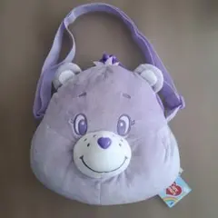 新品未使用　ケアベア フェイスBIGがまぐち ランワン紫ショルダーバッグ 非売品