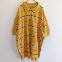 ❤フェイデッドグローリー ポロシャツ 半袖 ボーダー 2XL 黄 綿 日常のサムネイル