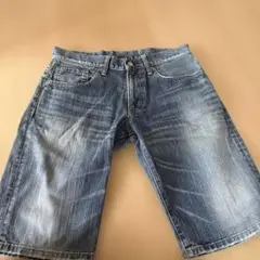 デニムブルー ストレートレッグ ショートパンツ30 482番