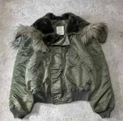 USA製 90s アルファ N2B ファー フライトジャケット L カーキ