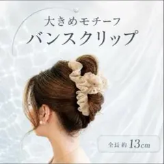 ヘアクリップ 大きめ バンスクリップ チュール シフォン フリル ベージュ