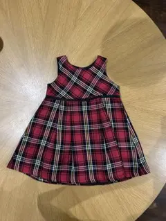 赤と黒のチェック柄ワンピース 90