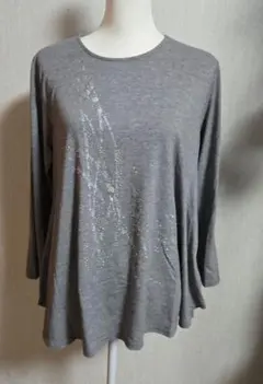 グレー ラメ入り 長袖チュニック