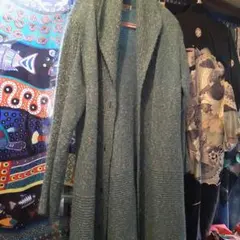 ロングカーディガン ブルーニット 前開き