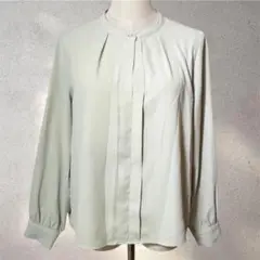 【グラシア】Mサイズ/カットソー/くすみグリーン/クールネック/大人シック/長袖