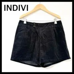 INDIVI インディヴィ ショートパンツ ハーフパンツ コーデュロイ 黒 L