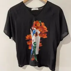 ZARA フラワープリント 半袖シャツ Mサイズ