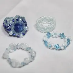 【値下げ】ハンドメイド ビーズリング4点セット (No.39)