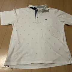 crocodile LLサイズホワイト ポロシャツ ネイビー襟 錨刺繍
