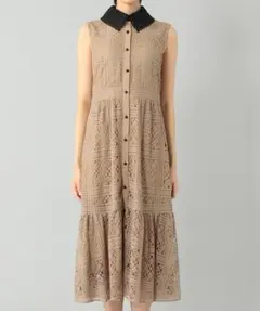 衿刺繍ティアードワンピース　グレースコンチネンタル