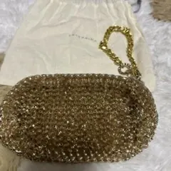 アンテプリマ　ワイヤーポーチバッグ　ゴールド