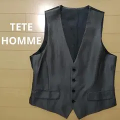 TETE HOMME　グレー ストライプ ベスト
