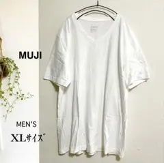 無印良品 メンズ 半袖 Ｔシャツ XL 白 ホワイト 紳士用 MUJI Ⅴネック