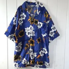 アロハシャツ　半袖　ブルー