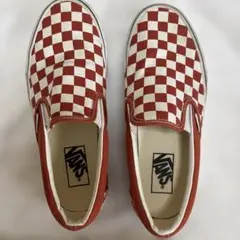 14日まで限定価格✨ VANS スリッポン　チェッカー　レッド　24.5cm