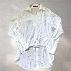 B.DONNA ホワイト 長袖 スキッパーシャツ 肌触りがいい自然由来のサムネイル