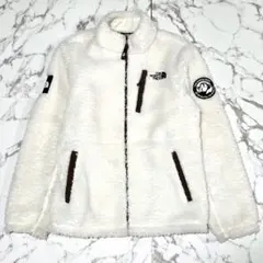 美品​✨️ノースフェイス リモフリース ジャケット ブラウンロゴ 160 白