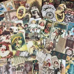 Xmas紙モノ詰め合わせ80piece可愛い系コラージュ　ラッピング　インテリア