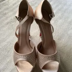 ベージュ ストーン付き ハイヒールパンプス 41