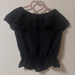 2wayオフショル　フリルトップス ブラック