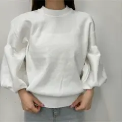 上品 新品 TREFLE+1 パフスリーブ 長袖 フェミニン ホワイト 白