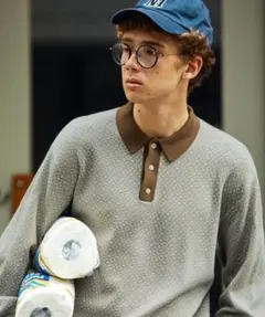 ジャガードクラシックパターンニットポロシャツ EMMA CLOTHES　M