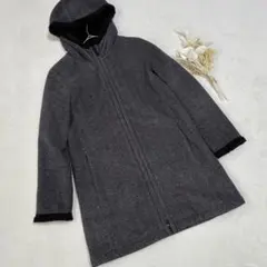 【UNIQLO】ユニクロ フリース裏ボアコート (XL) グレー ヘリンボーン