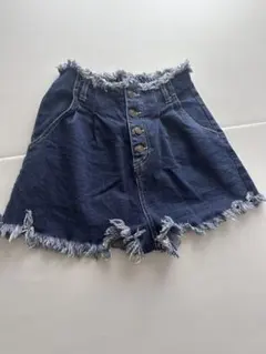 美品！ダークデニム フリンジヘム ショートパンツ
