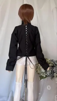 60cmクラス男の子用　レースアップワイシャツ 黒