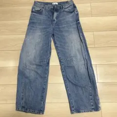 【ZARA】ブルーワイドレッグデニム カーブパンツ 26サイズ