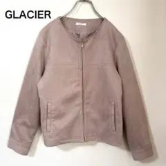 GLACIER スエード調 ノーカラージャケット ブルゾン ピンクベージュ Mのサムネイル