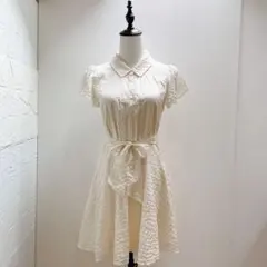 良品 日本製 Sレッセパッセ アイボリー 半袖 ワンピース