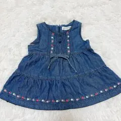 西松屋　エルフィンドール　80　デニムワンピース　刺繍　花柄