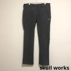 グレー ストレートパンツ Dリング付