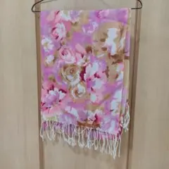 花柄ウールストール ピンク系