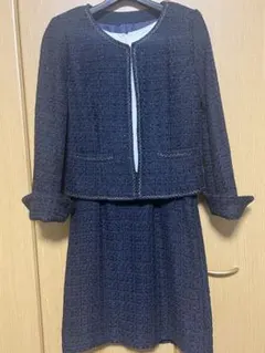 ネイビー ツイードジャケットとスカートのセット