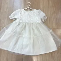 値下げ中【110㎝】 cottoli　花柄刺繍のチュールワンピース