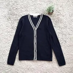 【INED】Vネック 配色リブカーディガン トップス プルオーバー 万能アイテム