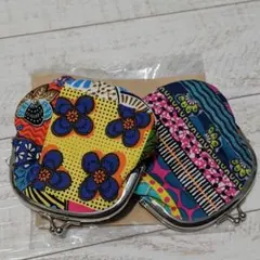 がま口 ポーチ 小物入れ 2個セット　　　 　✦アフリカンプリント✦ 未使用✩