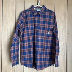 Columbia ネイビーオレンジ チェック長袖シャツ