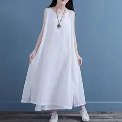 シンプル ノースリーブ ジャンパースカート 着痩せ効果 涼しい 3カラー展開